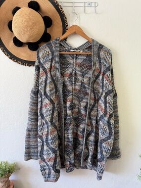 Soft Surroundings Pendley Multicolor Wool Blend Cozy Knit Cardigan Sweater Boho